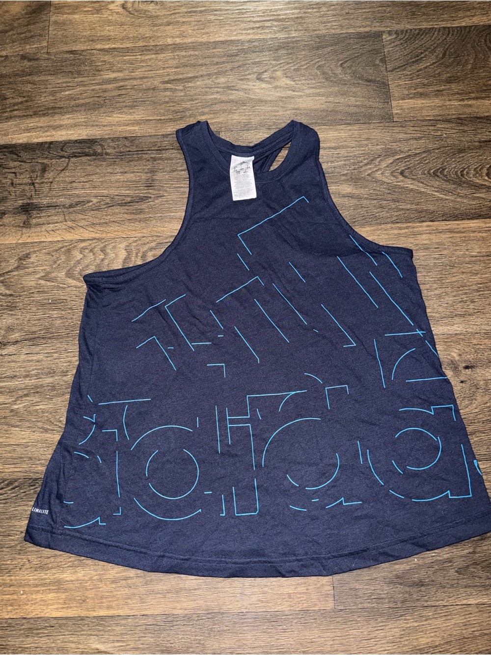 Adidas Women’s Size Large Navy Blue Tank Top with Light Blue Logo Design